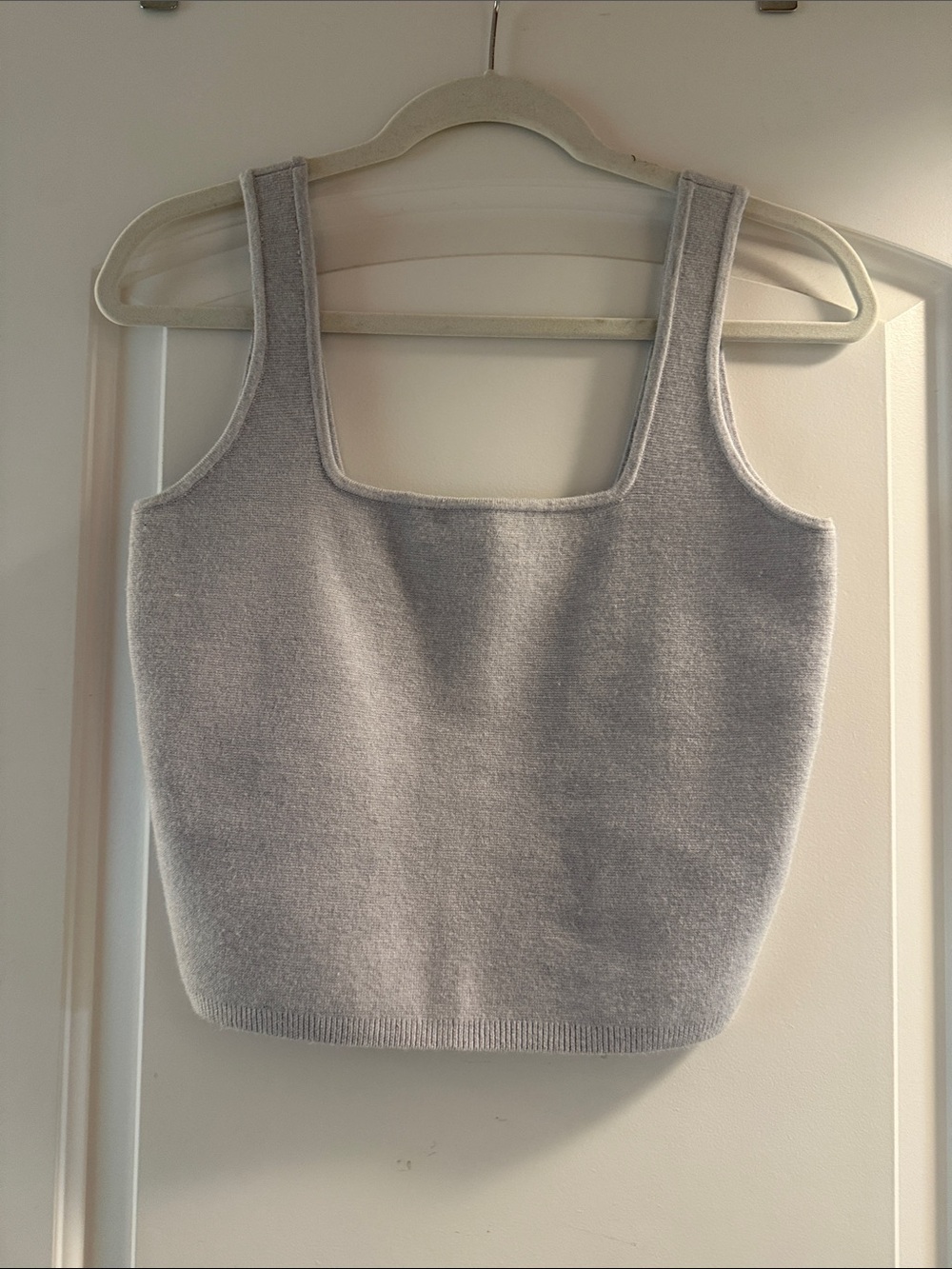 Abercrombie Square Neck Knit Crop Tank - Heather Gray